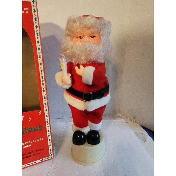 Vintage Battery Operated Happy Christmas Santa Claus Lighted Motion Musical 15" - Picture 2 of 9